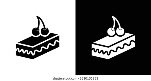 Dessert with cherry icon concept, vector illustration