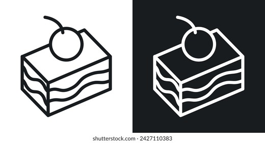 Dessert with cherry icon designed in a line style on white background.