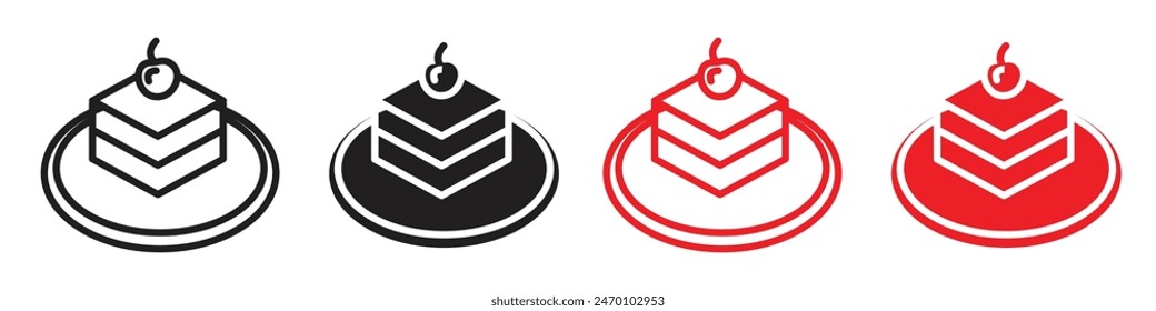 Postre con icono de cereza que representa dulces y dulces, perfecto para panaderías, restaurantes y menús de postres