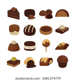 Dessert Chocolate Cake Vector Set