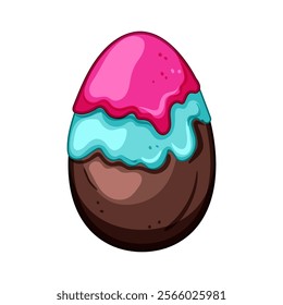 dessert chocolate egg cartoon. shell foil, gift hunt, bunny festive dessert chocolate egg sign. isolated symbol vector illustration