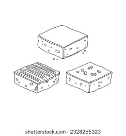 Dessert, Schokolade, Essen, einzeln, Vektorgrafik, köstlich, süß, Bäckerei, Kuchen, Geschmack, Stück, Zucker, Snack, Kakao, Braun, Slice, braune handgezeichnet doodle Illustrationen Vektorset