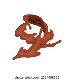 Caricatura de salpicadura de chocolate de postre. Cacao dulce, golosina de indulgencia, postre rico gourmet signo de salpicadura de chocolate. símbolo aislado Ilustración vectorial