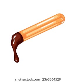 dessert churro with chocolate icon isolated