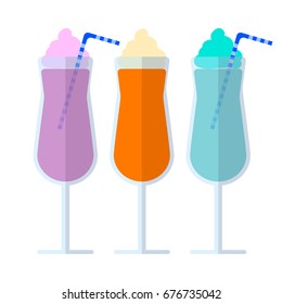 Dessert cocktail flat icon, vector sign, colorful pictogram isolated on white. Symbol, logo illustration. Flat style design