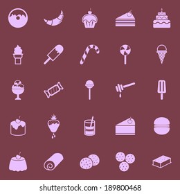 Dessert color icons on dark background, stock vector