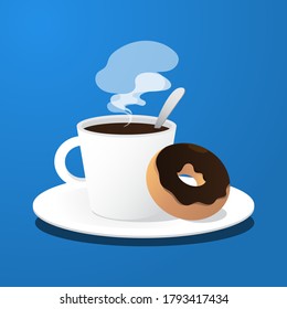 Dessert concept coffee cup and doughnut design for banner, poster, website, etc.