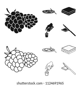 Dessert with cream, a sandwich and other food. Food set collection icons in black,outline style vector symbol stock illustration web.