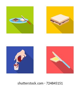Dessert with cream, a sandwich and other food. Food set collection icons in flat style vector symbol stock illustration web.