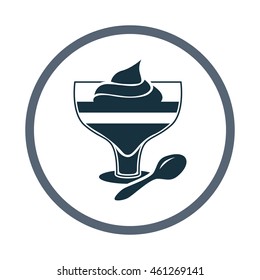 Dessert with cream simple icon on the background