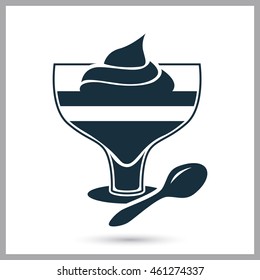 Dessert with cream simple icon on the background