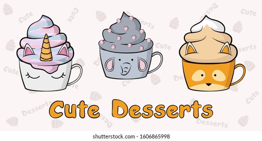 Dessert in a cup with an animal face