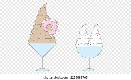 Dessert in a cup with ice cream and whipped cream and cookie