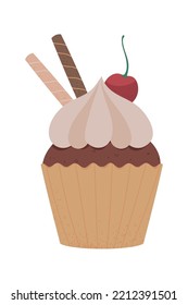 dessert cupcake and fruit icon isolated