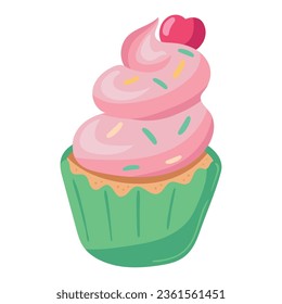 dessert cupcake and fruit icon isolated