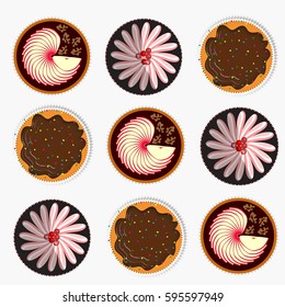 dessert of cupcakes - vector illustration