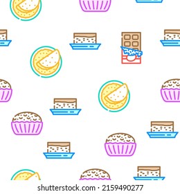 Dessert Delicious Food Vektorgrafik nahtlose Muster Farbe Linie Illustration