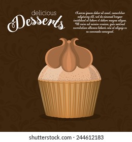 Dessert design over brown background ,vector illustration.