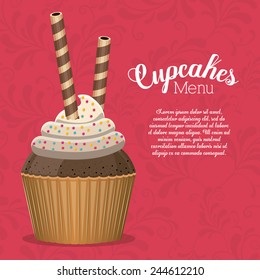 Dessert design over pink background ,vector illustration.