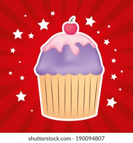Dessert design over red background, vector illustration
