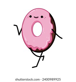 dessert donut character cartoon. collection retro, coffee food, mascot cafe dessert donut character sign. isolated symbol vector illustration