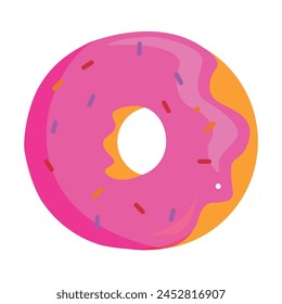 Dessert donut with sprinkles on white.