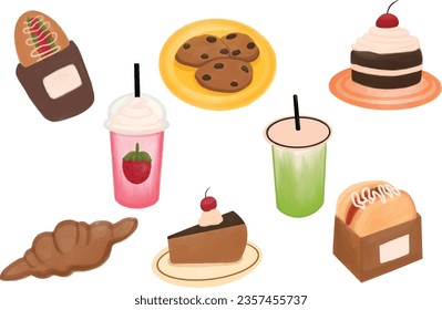 Dessert and drink illustration watercolor