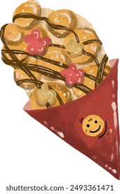 dessert element design for template, watercolor style.