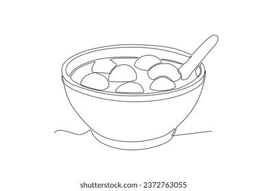 A dessert for festivals. Dongzhi festival one-line drawing