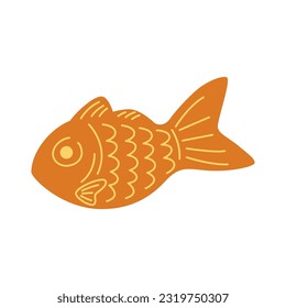 Dessert fish-shaped cake filled with Anko sweet red bean paste. Taiyaki or Bungeoppang. Concept of traditional street food in Japan, Korea delicious food.