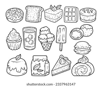 Dessert food element hand-drawn outline sketch illustration