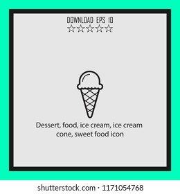 Dessert, food, ice cream cone  vector icon