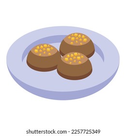 Dessert food icon isometric vector. Sweet halwa. Stamp food