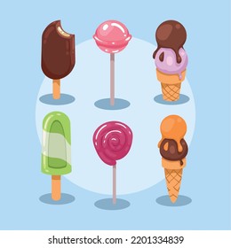 dessert food, set vector layout