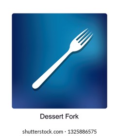 Dessert Fork on Blue Background