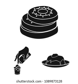 Dessert fragrant black icons in set collection for design. Food and sweetness vector symbol stock web illustration.