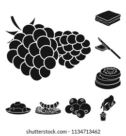 Dessert fragrant black icons in set collection for design. Food and sweetness vector symbol stock web illustration.