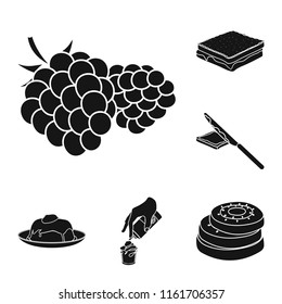 Dessert fragrant black icons in set collection for design. Food and sweetness vector symbol stock web illustration.