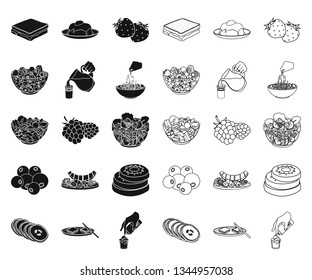 Dessert fragrant black,outline icons in set collection for design. Food and sweetness vector symbol stock web illustration.