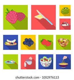 Dessert fragrant flat icons in set collection for design. Food and sweetness vector symbol stock web illustration.