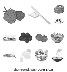Dessert fragrant monochrome icons in set collection for design. Food and sweetness vector symbol stock web illustration.
