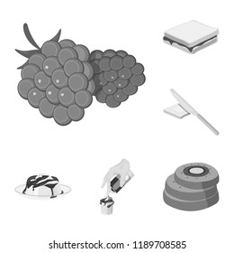 Dessert fragrant monochrome icons in set collection for design. Food and sweetness vector symbol stock web illustration.