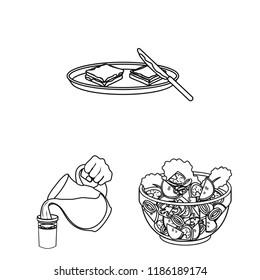 Dessert fragrant outline icons in set collection for design. Food and sweetness vector symbol stock web illustration.