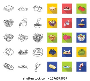 Dessert fragrant outline,flat icons in set collection  design. Food and sweetness vector symbol stock web illustration.