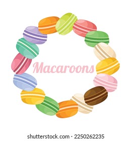 Dessert french macaroons or macaron. Seamless vector pattern for paper, wrapping, fabrics. cartoon flat design illustration art pastel colors on white background.