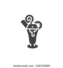 Dessert glass vector icon. filled flat sign for mobile concept and web design. Glass of hot chocolate glyph icon. Symbol, logo illustration. Vector graphics