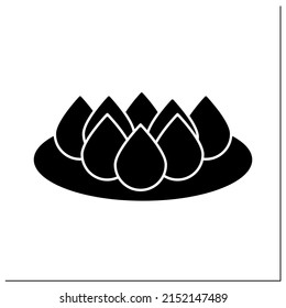 Dessert glyph icon. Traditional Thai dessert. Tasty cream biscuits. Thailand concept. Filled flat sign. Isolated silhouette vector illustration