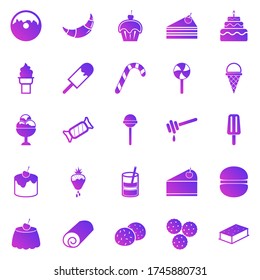 Dessert gradient icons on white background, stock vector