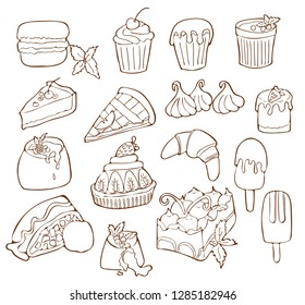 Dessert handdrawn illustration isolated on white background.