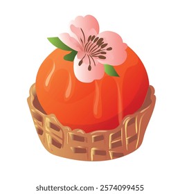 Dessert, ice cream, strawberry, sweet, flower, sakura, taste, vector